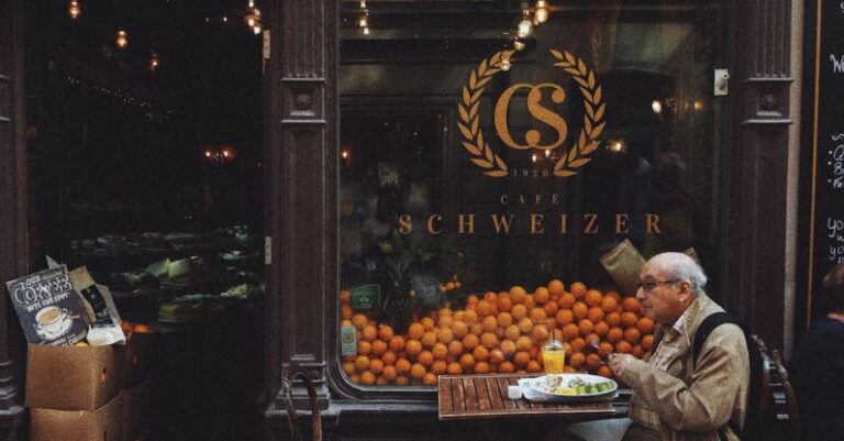 Consumer Behavior - Man in Brown Jacket Sitting on Chair in Front of Fruit Stand