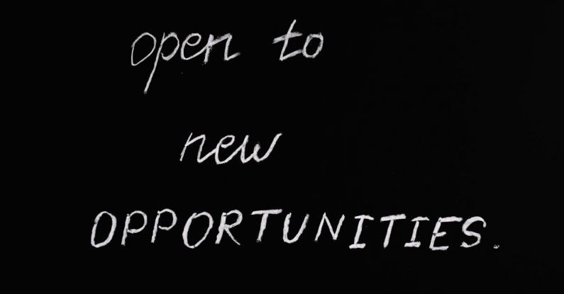 Good Typography - Open To New Opportunities Lettering Text on Black Background