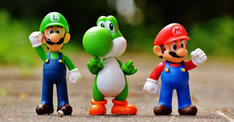 Characters - Focus Photo of Super Mario, Luigi, and Yoshi Figurines